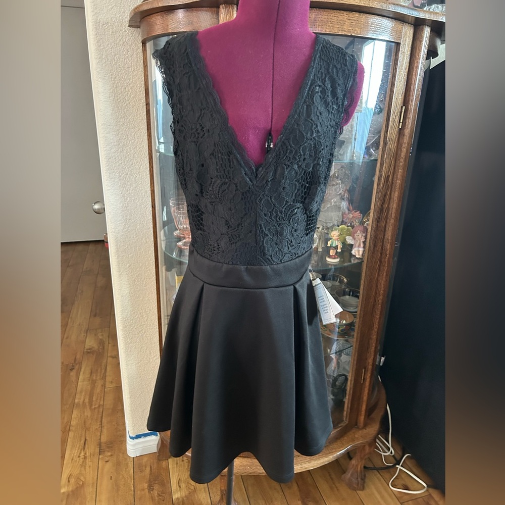 NWT B. Darlin Elegant Black Lace Dress